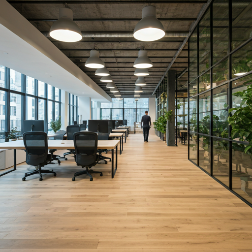 Modern corporate office interior with people working